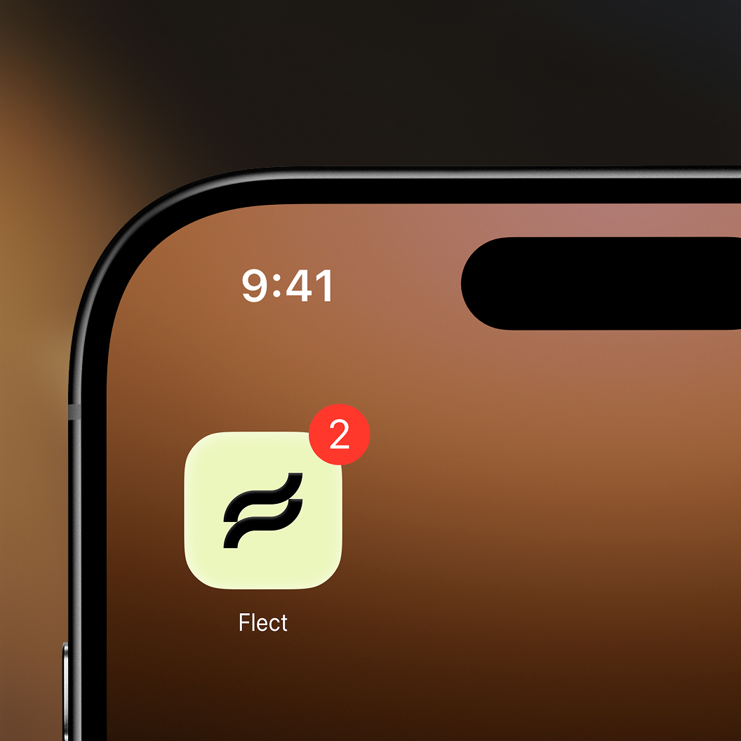 Flect app icon on a phone
